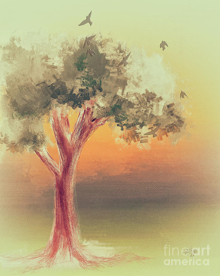 Tree At Dawn Digital Art by Lois Bryan