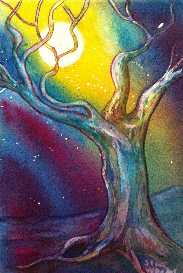 Tree at Night Painting by Starr Weems