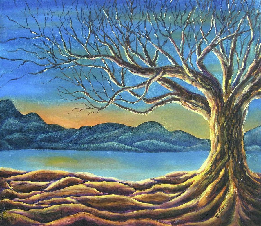 Sunset Painting - Tree At Sunset by John Entrekin