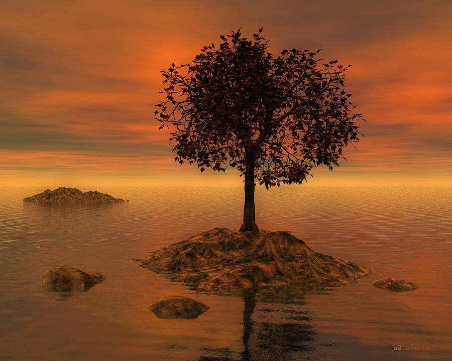 Tree at Sunset Digital Art by Judi Suni Hall