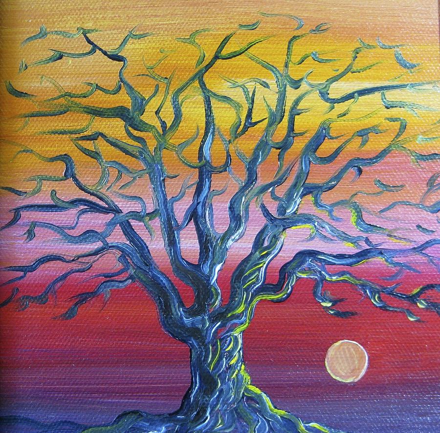 Tree Painting - Tree at Sunset by Karen Doyle Tree Painting - Tree at Sunset by Karen Doyle