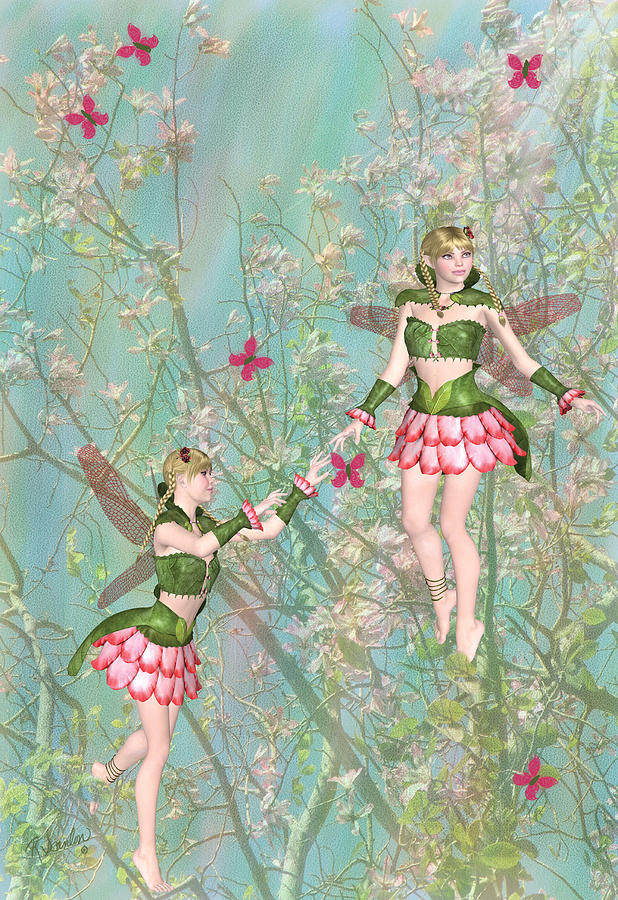 Tree Blossom Fairies Mixed Media by Rosalie Scanlon