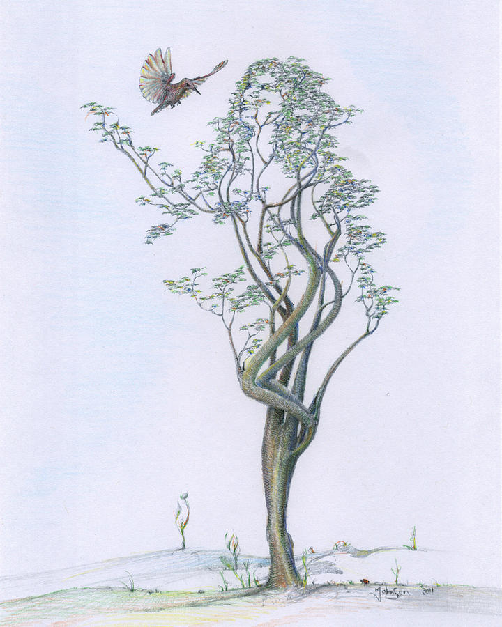 Tree Dancer in Flight Re-Imagined Drawing by Mark Johnson