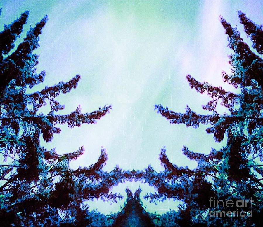 Tree Embrace - Blue Digital Art