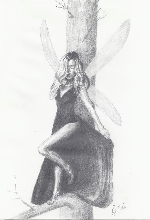 Fairy Drawing - Tree Fairy by Caren Moak-khan