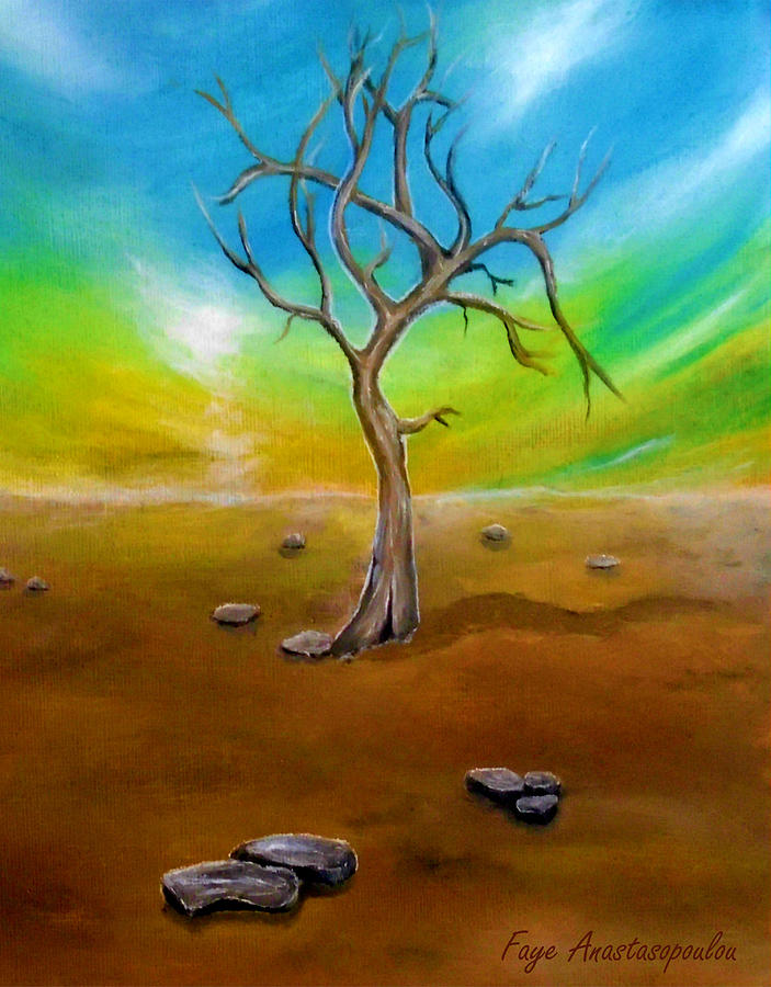 Tree Painting - Bleak Solitude by Faye Anastasopoulou