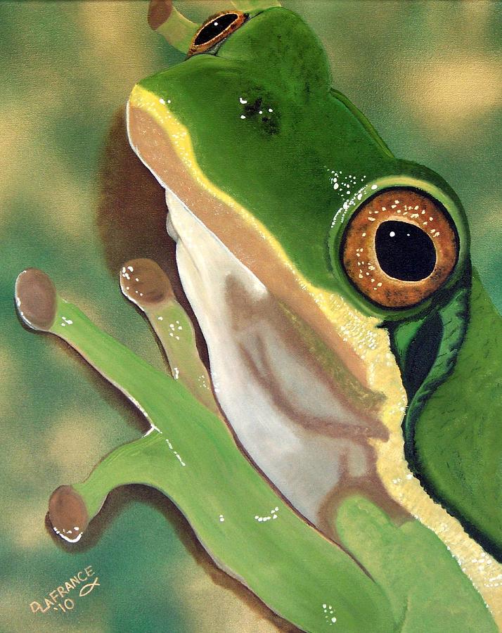 Tree Frog Eyes Painting by Debbie LaFrance - Fine Art America