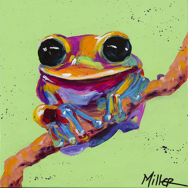 Colorful Frog Painting - Tree Frog by Tracy Miller