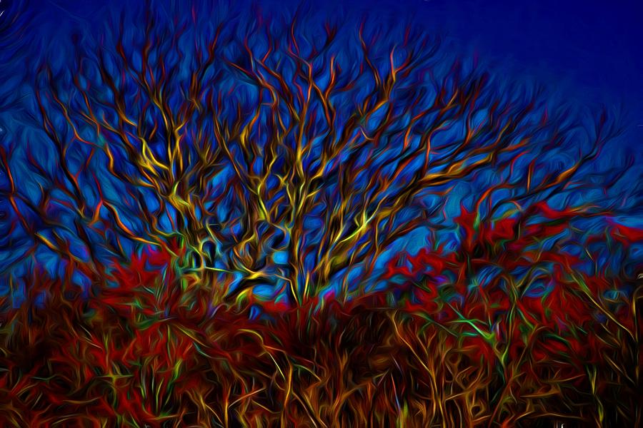 Tree glow in the dark Painting by Lilia S