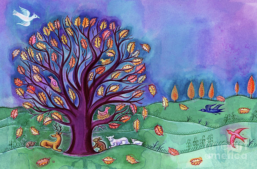 Tree in Autumn Painting by Jane Tattersfield