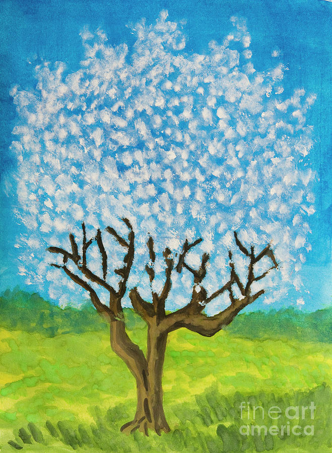 Tree in blossom, painting Painting by Irina Afonskaya