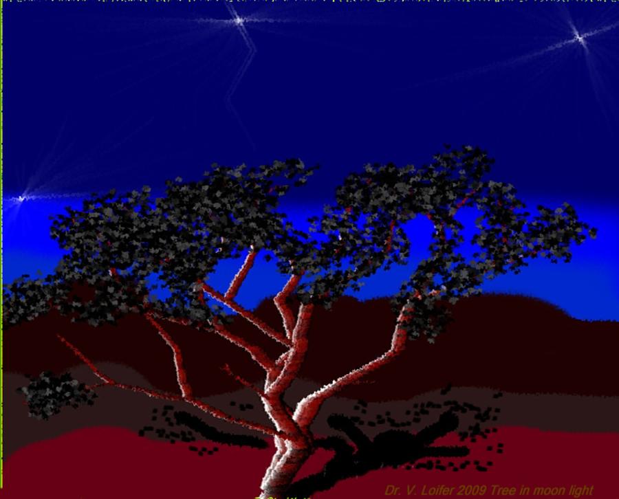 Tree in moonlight Digital Art by Dr Loifer Vladimir