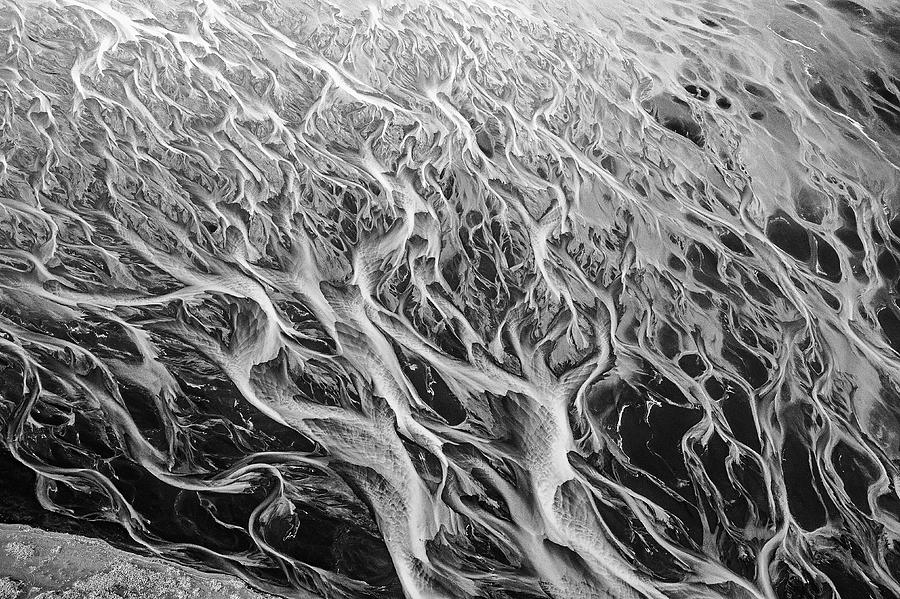 Tree-like Olfusa River Delta at the Atlantic Ocean, Iceland  Photograph by Judith Barath