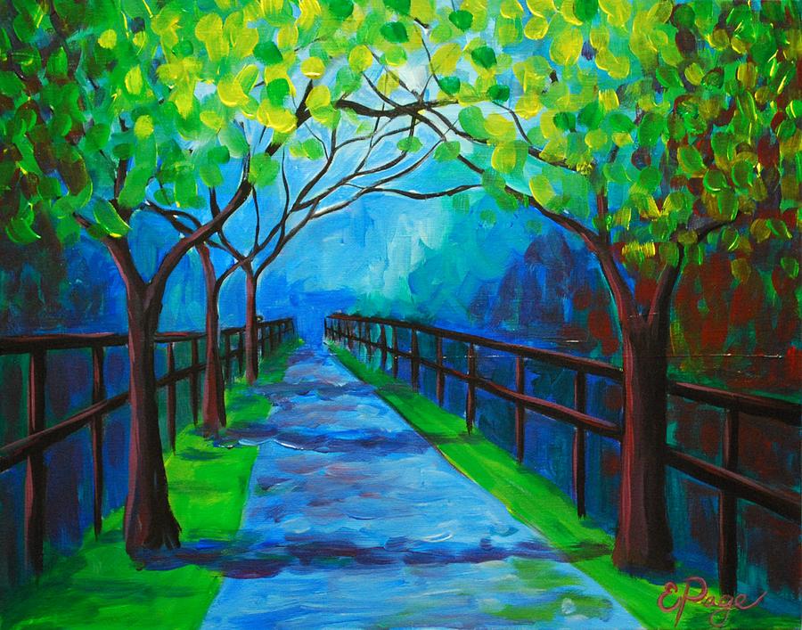 Tree Lined Fence Painting by Emily Page