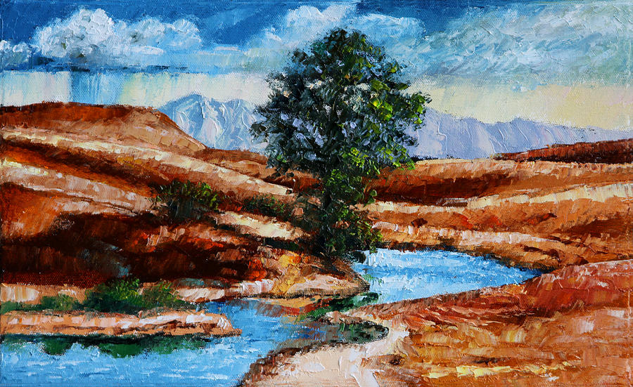 Tree Near Living Waters Painting by John Lautermilch