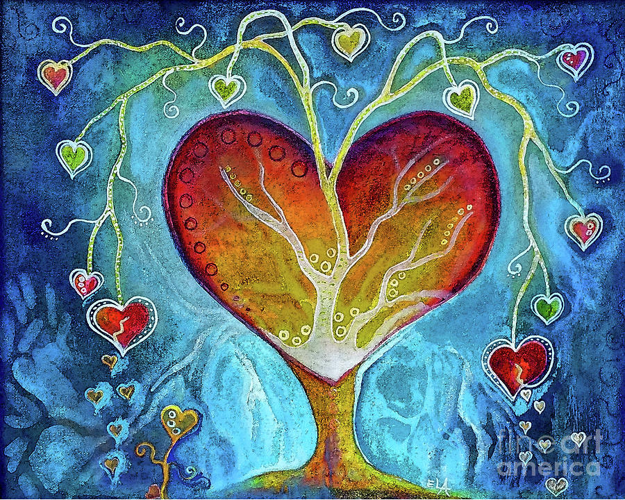 Tree of Hearts Painting by Art By Ela