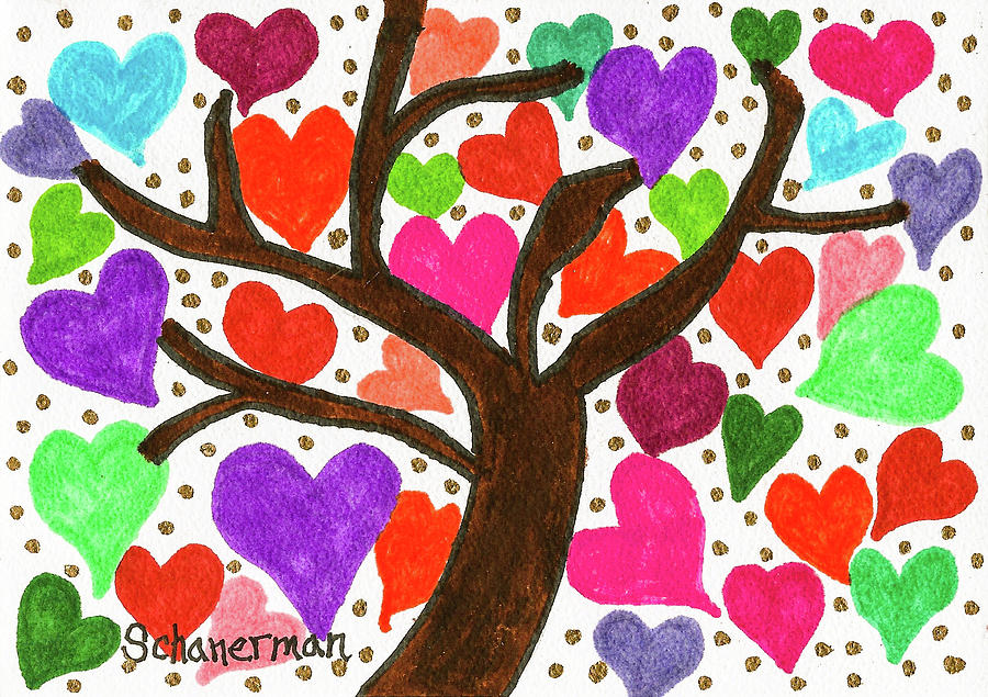 Tree of heARTs Drawing by Susan Schanerman