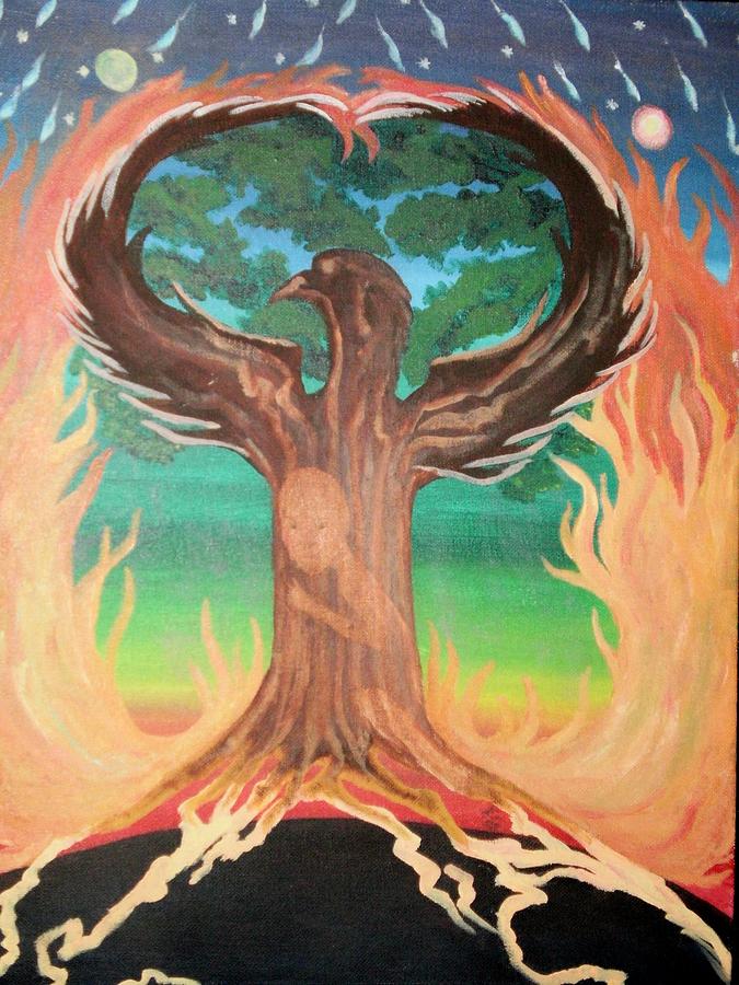 Phoenix Painting - Tree of Life 1 by Karen Giles