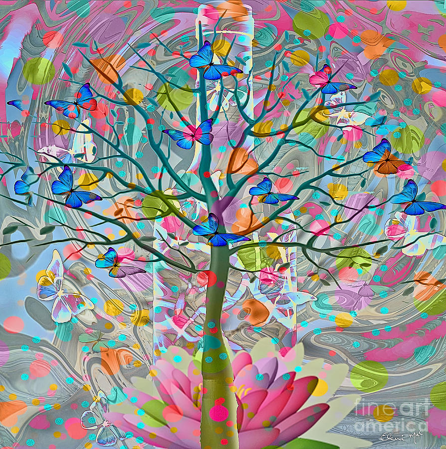 Abstract Digital Art - Tree Of Life by Eleni Synodinou