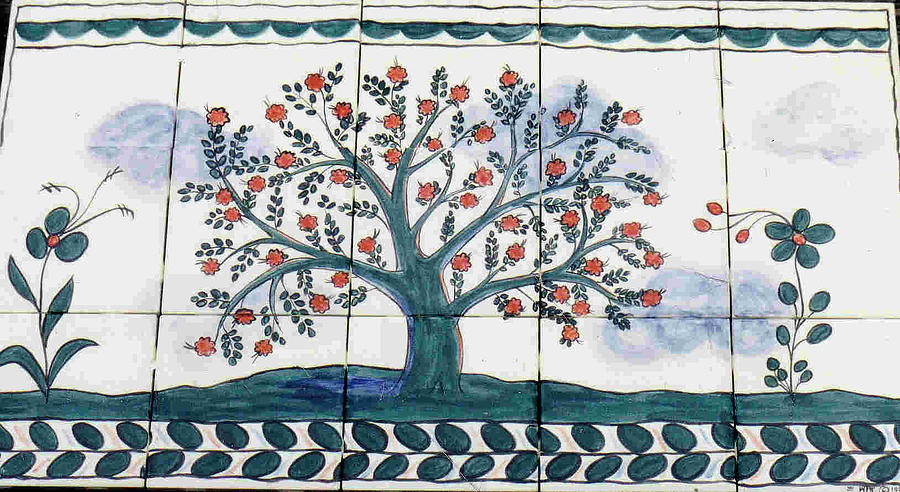Nature Painting - Tree of Life--Portuguese Folk Art Style by Dy Witt