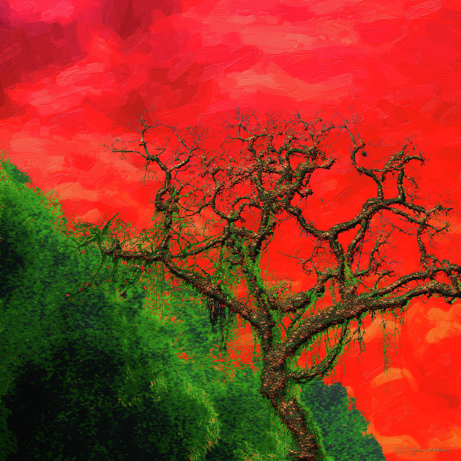 Tree of Life - Red Dawn Digital Art by Serge Averbukh