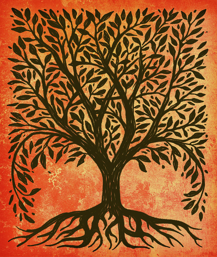 Tree Painting - Tree Of Life Warm by Little Bunny Sunshine