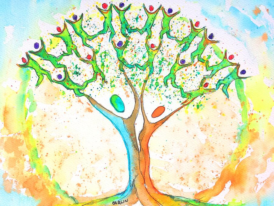 Tree of Life Watercolor and Ink Painting by Carlin Blahnik CarlinArtWatercolor