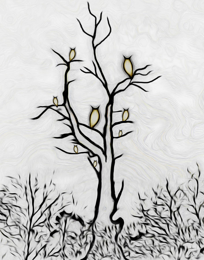 Tree of Owls Digital Art by Ernie Echols - Fine Art America