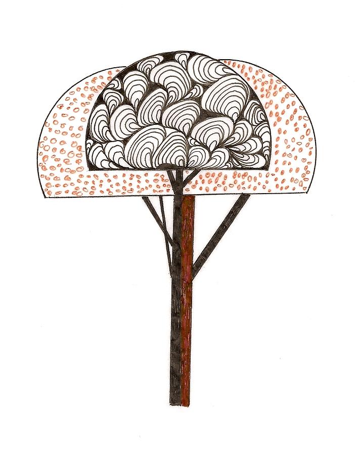 Shell Drawing - Tree Of Shells by Bridget Sweeney