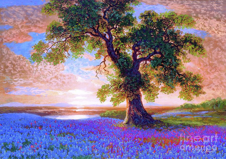 Landscape Painting - Bluebonnets by Jane Small Landscape Painting - Bluebonnets by Jane Small