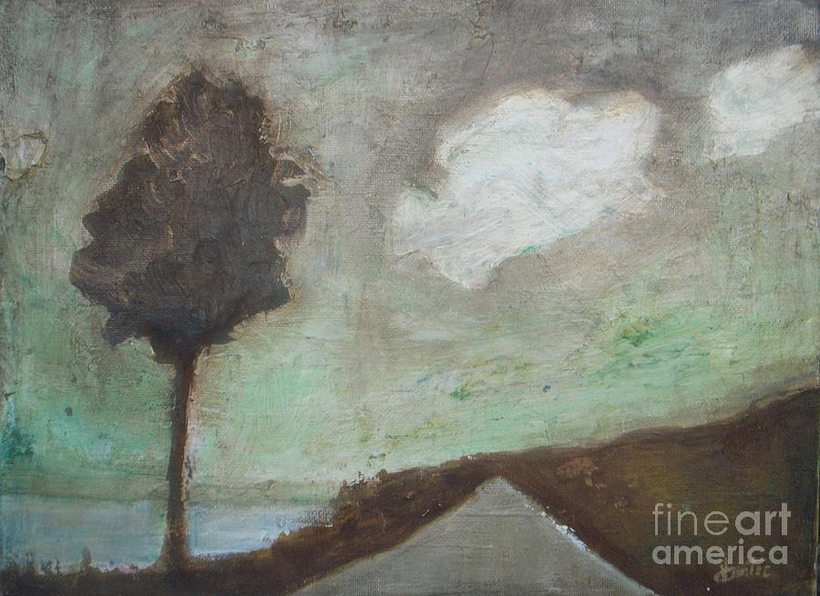 Tree on the Rural Road Painting by Vesna Antic