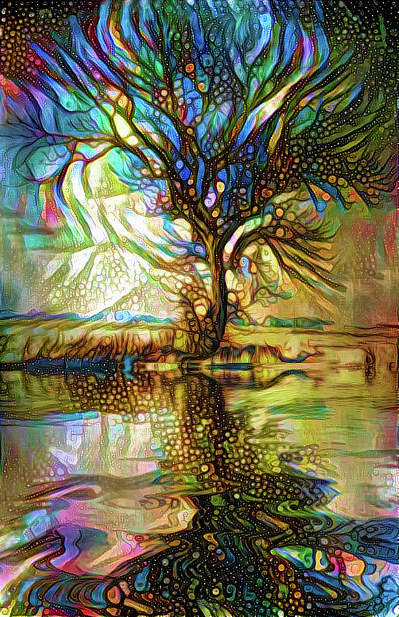 Tree reflections Mixed Media by Lilia D