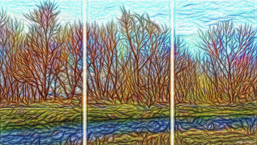 Tree River Daydream - Triptych Digital Art by Joel Bruce Wallach