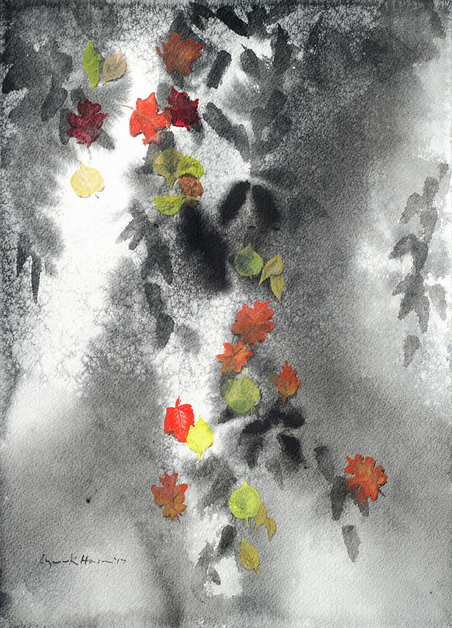 Tree Shadows and Fall Leaves Painting by Lynn Hansen