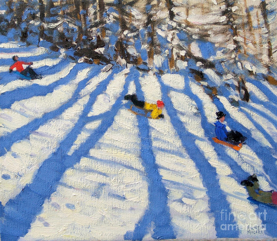 Tree shadows Morzine Painting by Andrew Macara