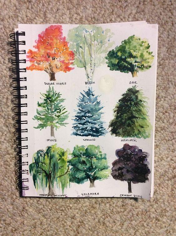 Tree Sketches Painting by Joanne Michel