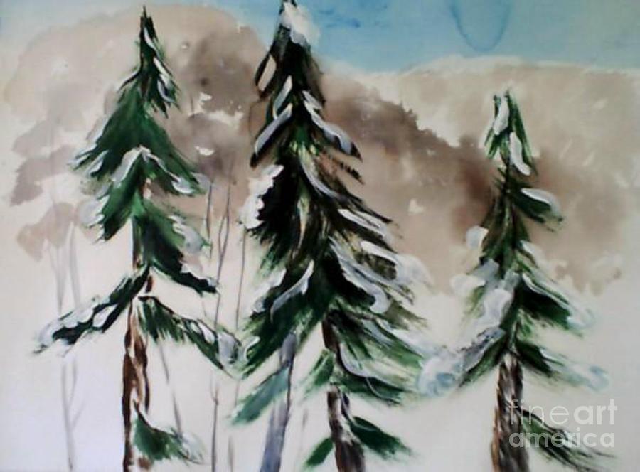 Winter Painting - Tree Tops in the Winter by B L Qualls
