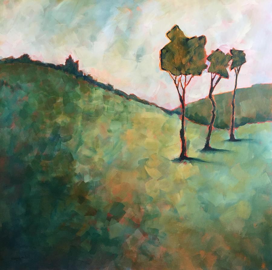 Tree Trio Painting by Karen Hart