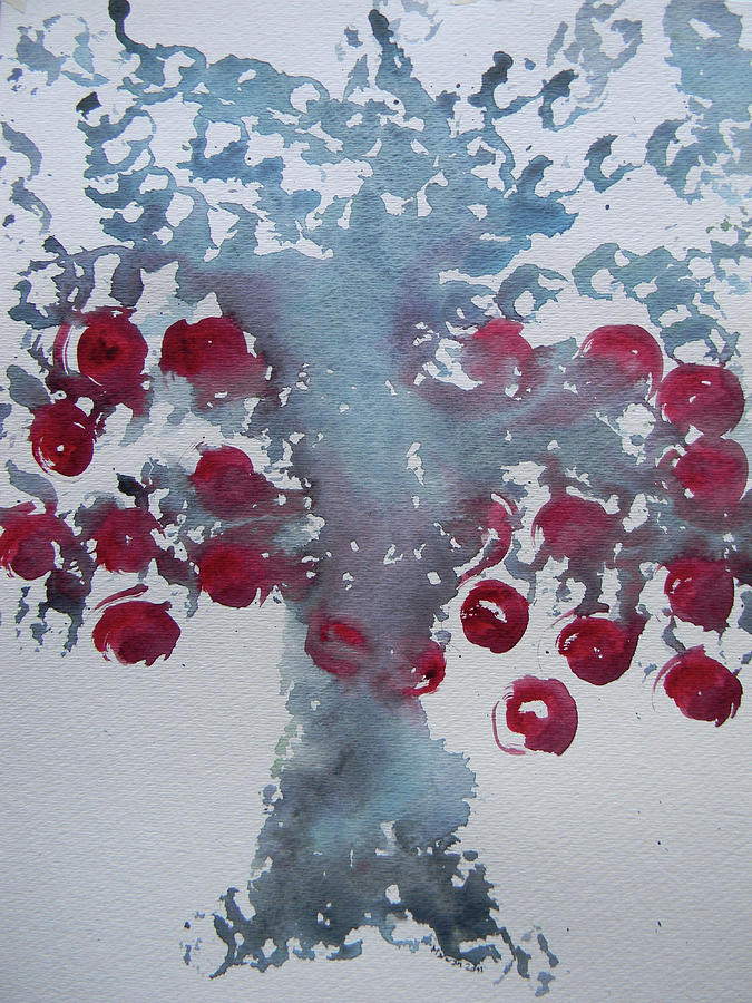 Tree with Balls Eight Painting by Marwan George Khoury