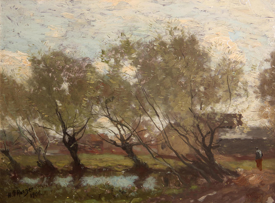 Trees along a pool Painting by Henry Ward Ranger