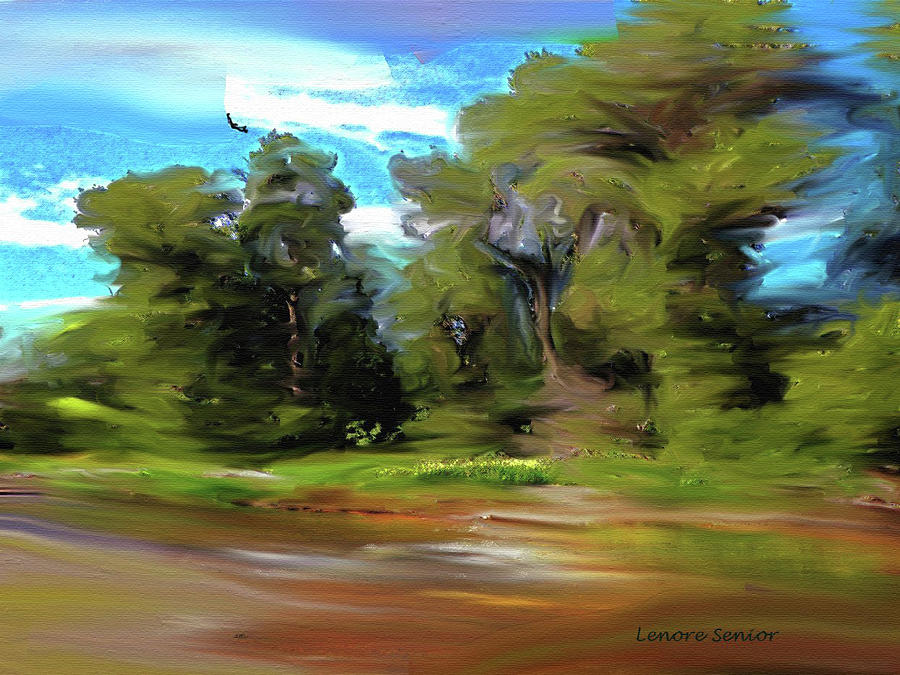 Trees along the River Painting by Lenore Senior