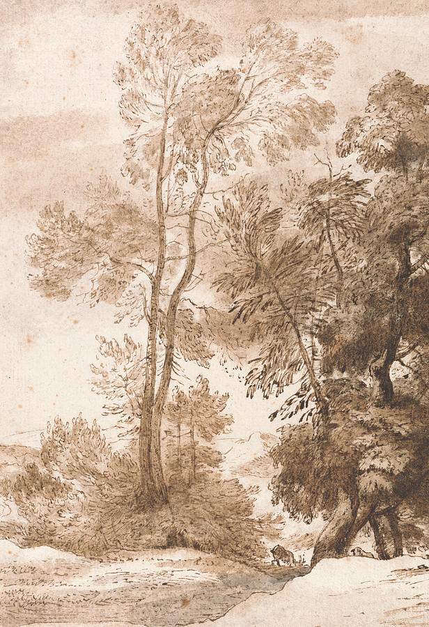 Trees and Deer Drawing by John Constable