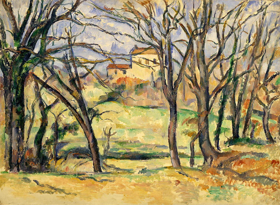 Trees and Houses Near the Jas de Bouffan Painting by Paul Cezanne