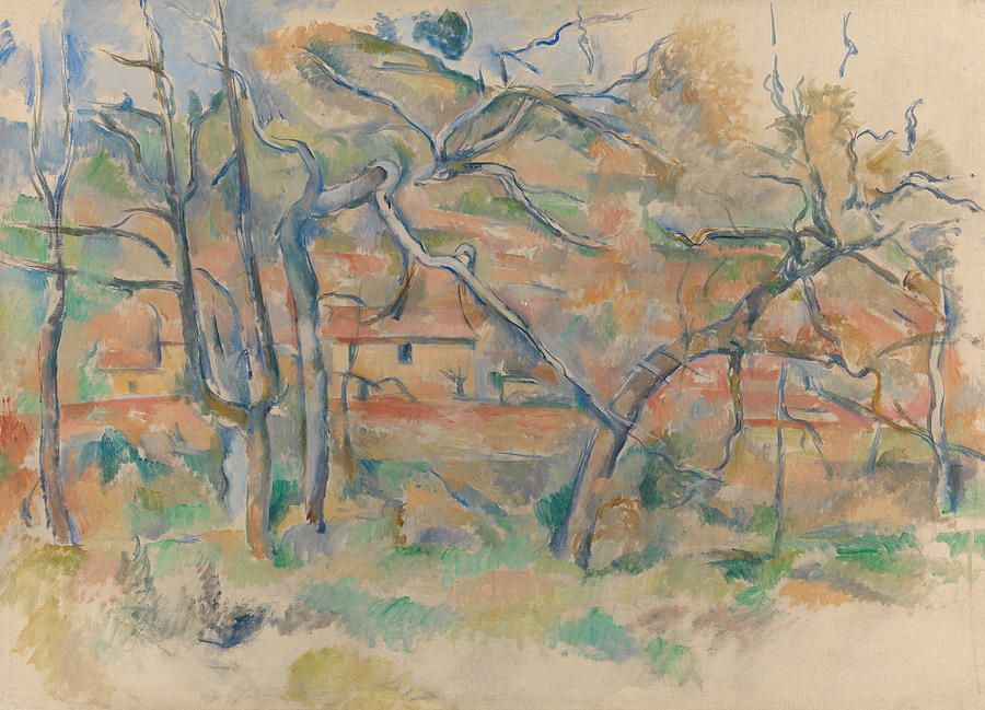 Trees and Houses Painting by Paul Cezanne