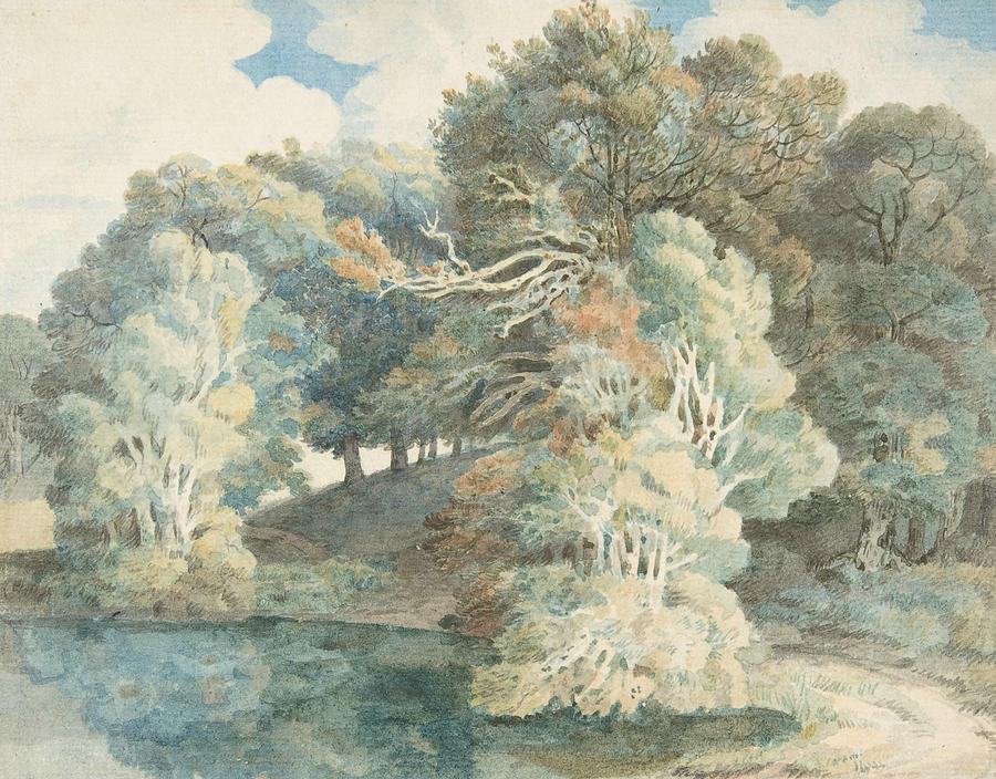 Trees by the Lake, Peamore Park, near Exeter, Devon Painting by Francis Towne