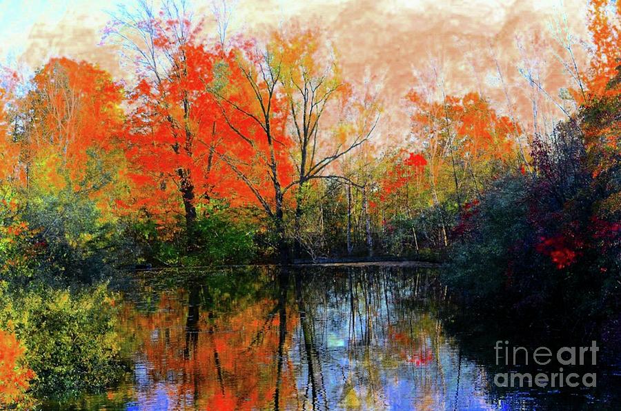  Autumn Trees in the Forest   abstract  Painting by Elaine Manley
