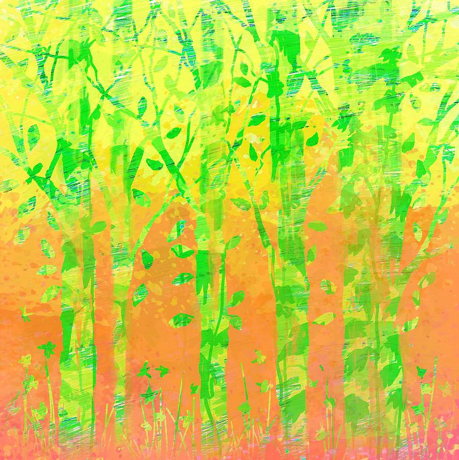 Abstract Digital Art - Trees in the Grass by William Russell Nowicki Abstract Digital Art - Trees in the Grass by William Russell Nowicki