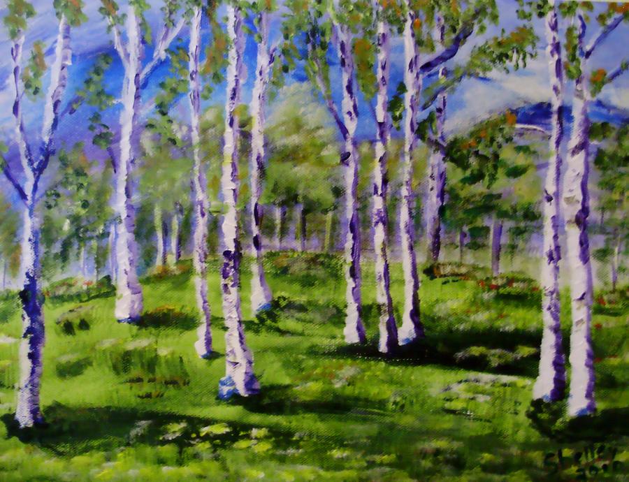 Trees in the Meadow Painting by Shelley Bain