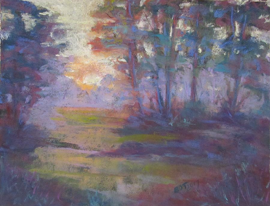 Trees in the mist Pastel by Barbara OToole