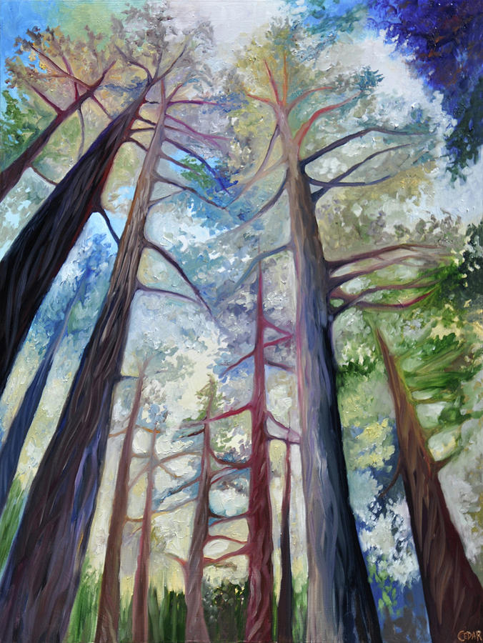 Trees in the Morning Painting by Cedar Lee